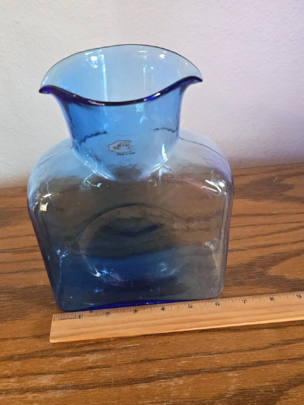 Vintage Blenko Glass Pitcher Tote 14